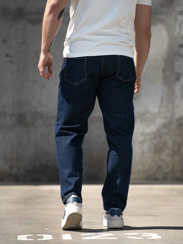 Джинси чоловічі мом повсякденні Teamv Denim Темно сині