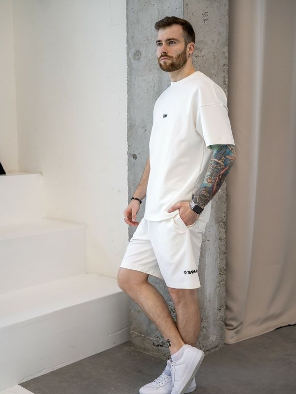 Мужской летний костюм с футболкой Teamv Oversize 32 Белый