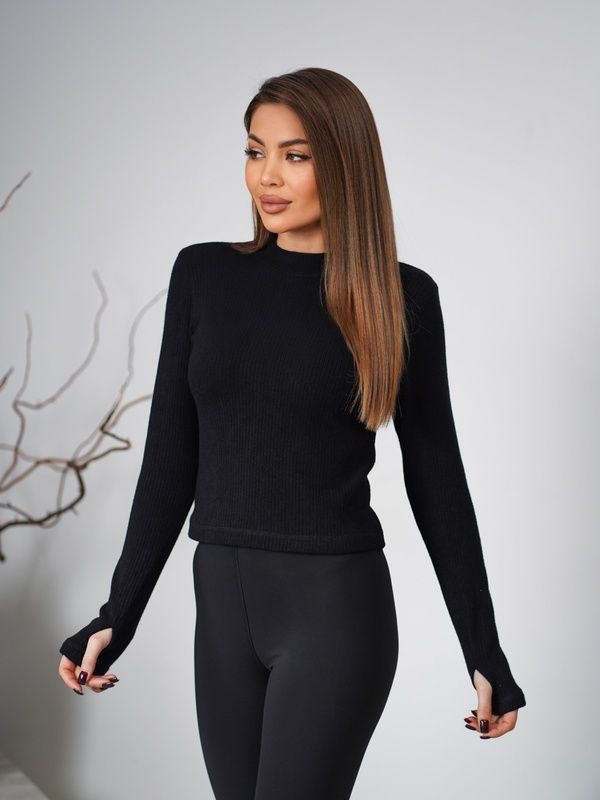 Женский джемпер теплый Jumper Slim черный