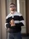 Мужской свитер поло в полоску Polo Sweater бежевый с коричневым