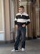 Мужской свитер поло в полоску Polo Sweater бежевый с коричневым