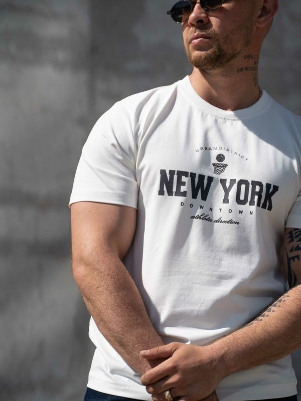 Мужская футболка повседневная из хлопка Teamv New York Белая
