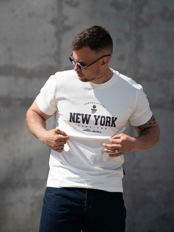 Мужская футболка повседневная из хлопка Teamv New York Белая