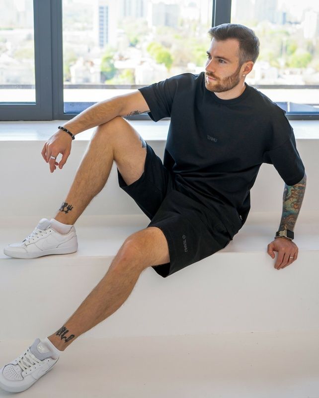 Мужской летний костюм с футболкой Teamv Oversize 32 Черный