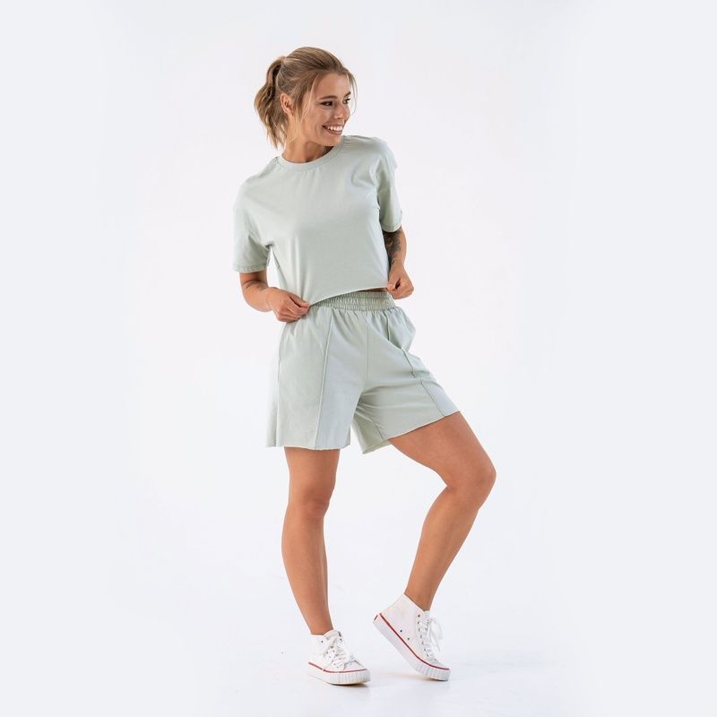 Женский летний комплект шорты и футболка Teamv Jumper Фисташковый