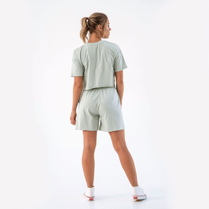 Женский летний комплект шорты и футболка Teamv Jumper Фисташковый