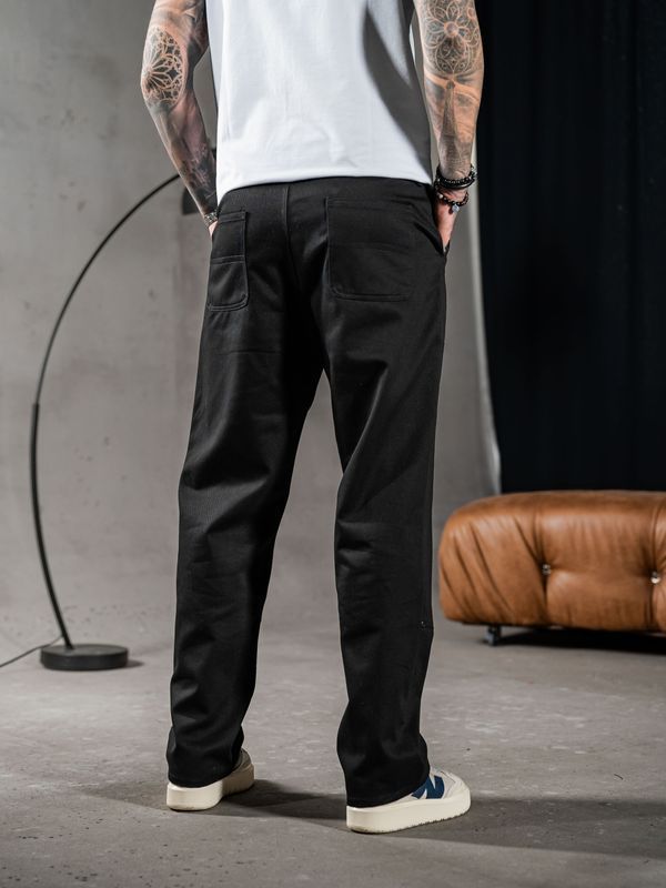 Мужские прямые штаны из коттона Teamv Jeans Casual Черные
