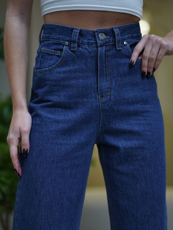 Джинси жіночі прямі на кожен день Teamv Denim Wide Сині
