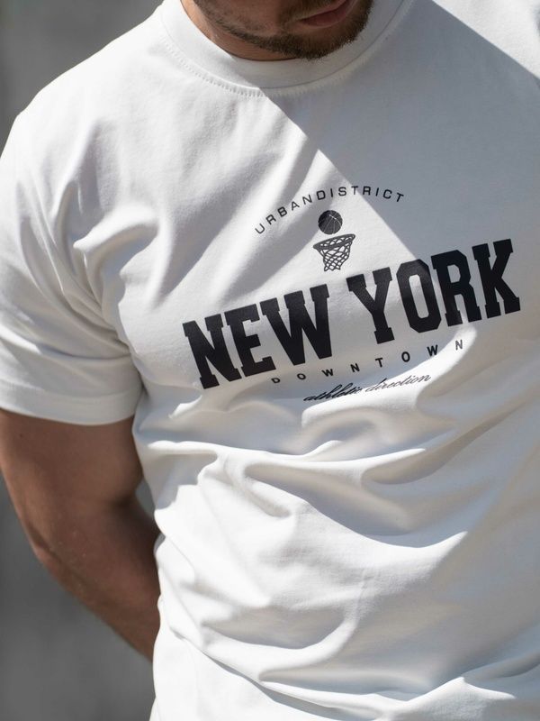 Мужская футболка повседневная из хлопка Teamv New York Белая