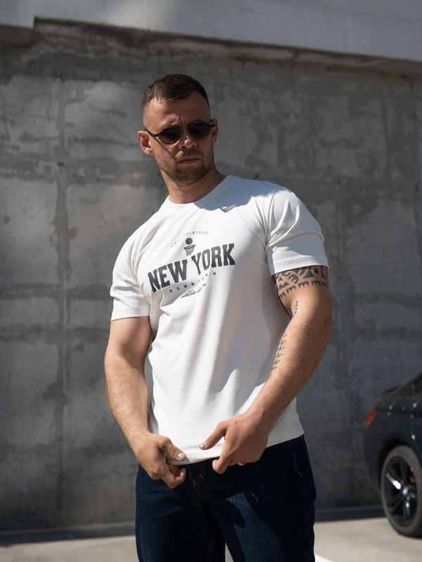 Мужская футболка повседневная из хлопка Teamv New York Белая