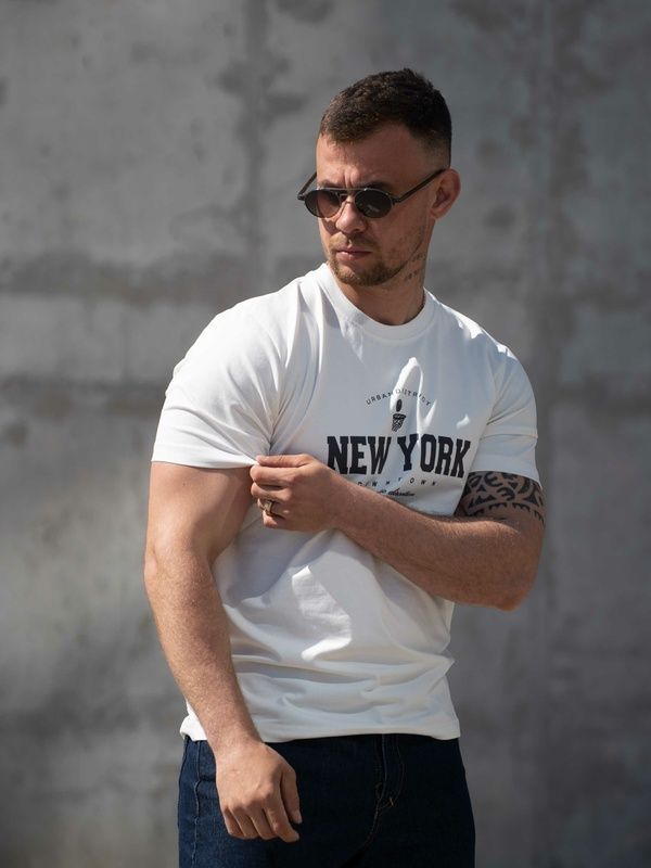 Мужская футболка повседневная из хлопка Teamv New York Белая