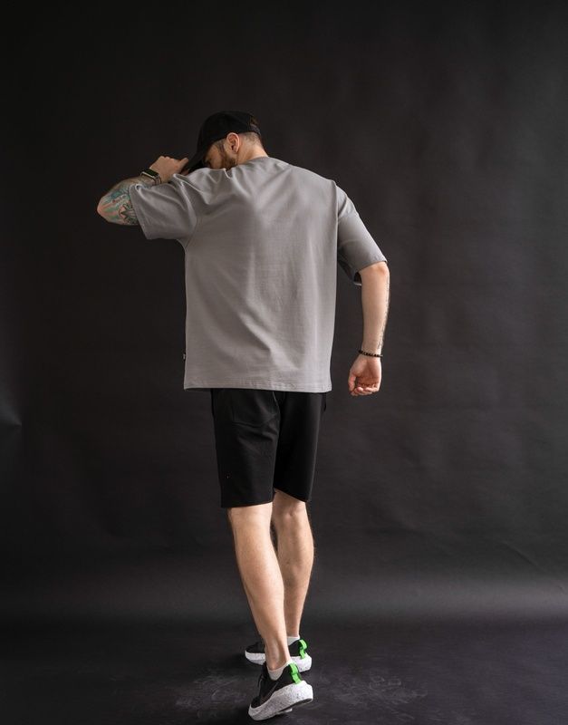 Мужская футболка оверсайз из хлопка Oversize Teamv Серая