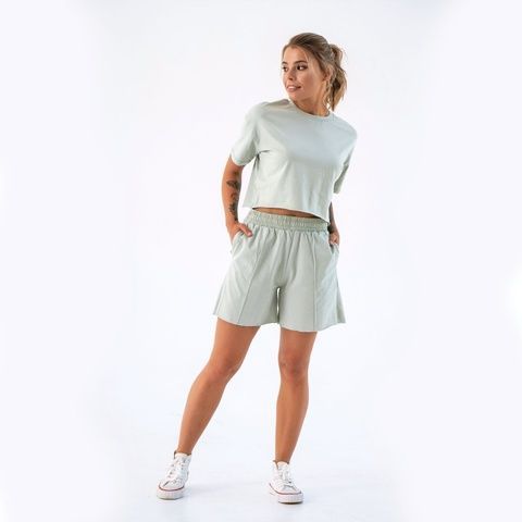 Костюм жіночий літній комплект шорти та футболка Teamv Jumper Фісташковий