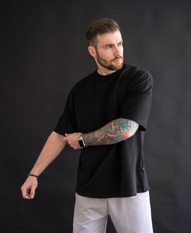 Чоловіча футболка Оверсайз Cotton Teamv Чорна