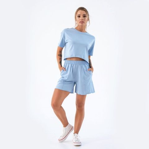 Костюм женский летний комплект шорты и футболка Teamv Jumper Голубой