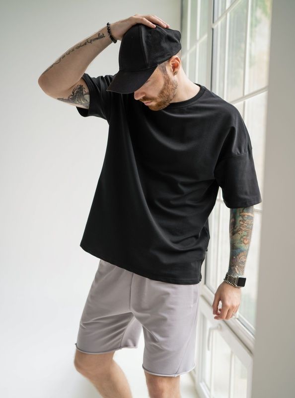 Чоловіча футболка Оверсайз Cotton Teamv Чорна