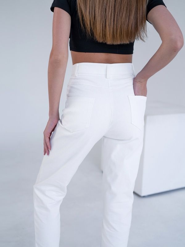 Женские полуприлегающие брюки Teamv MOM COTON TWILL Белые