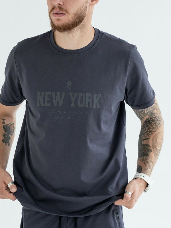 Мужская футболка повседневная из хлопка Teamv New York Графит