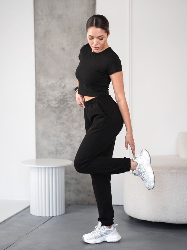 Спортивные штаны женские демисезонные трикотажные Jogger Sport Черные