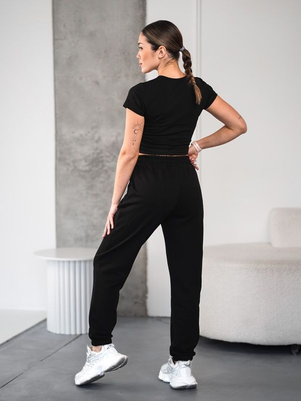 Спортивные штаны женские демисезонные трикотажные Jogger Sport Черные