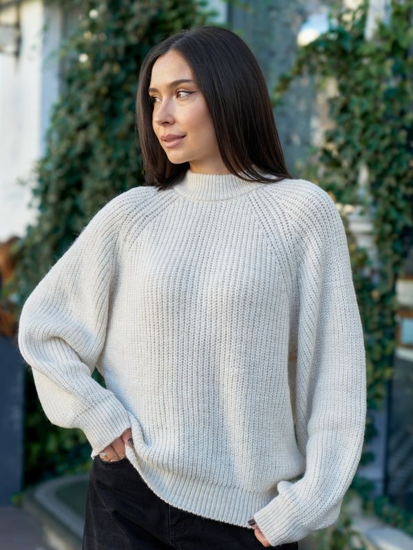 Женский свитер вязаный оверсайз Raglan Sweater бежевый