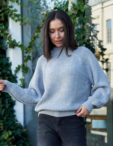 Женский свитер вязаный оверсайз Raglan Sweater серый