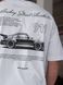 Чоловіча футболка з бавовни оверсайз з принтом Porsche Біла