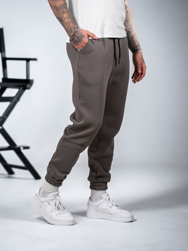 Мужские теплые спортивные штаны Teamv OVERSIZE 3 Капучино