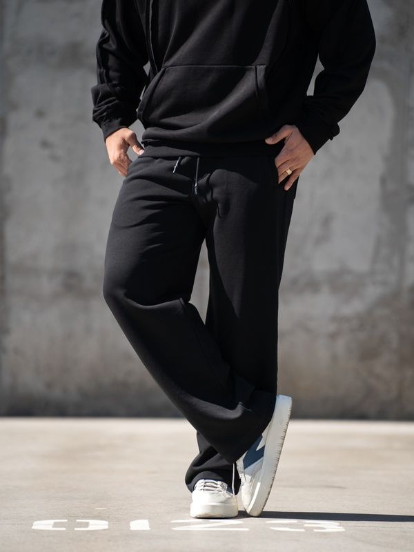 Штаны мужские прямые спортивные оверсайз Loose Fit черные