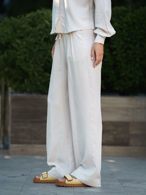 Жіночі штани літні лляні Tencel Linen Бежеві