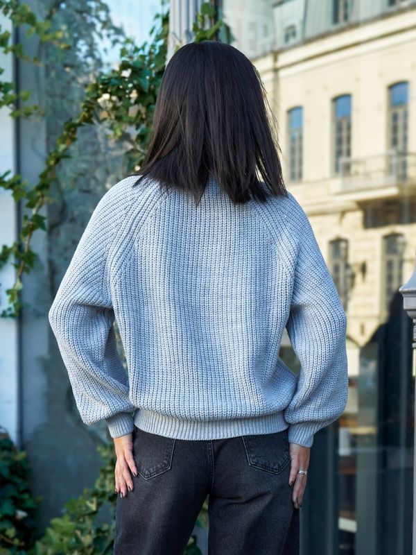 Женский свитер вязаный оверсайз Raglan Sweater серый