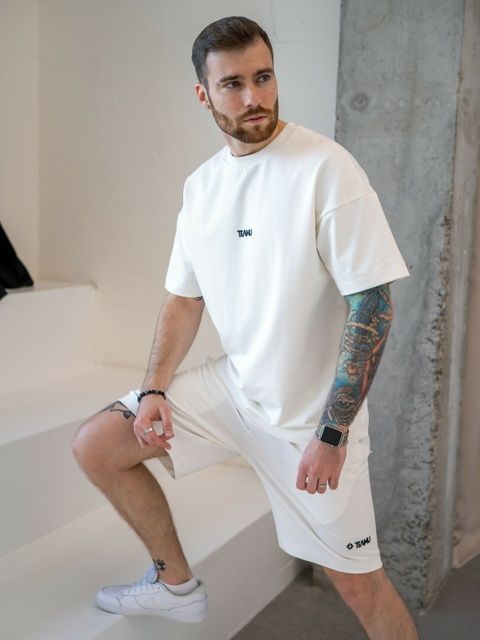 Чоловічий літній костюми з футболкою Teamv Oversize 32 Білий