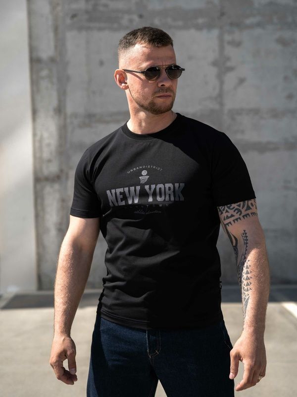 Мужская футболка повседневная из хлопка Teamv New York Черная