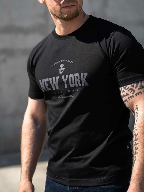 Мужская футболка повседневная из хлопка Teamv New York Черная