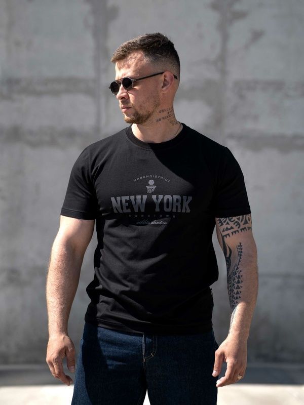 Мужская футболка повседневная из хлопка Teamv New York Черная