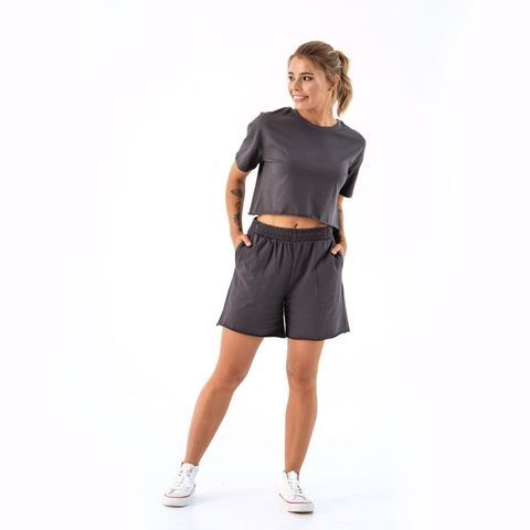Костюм жіночий літній комплект шорти та футболка Teamv Jumper Графіт