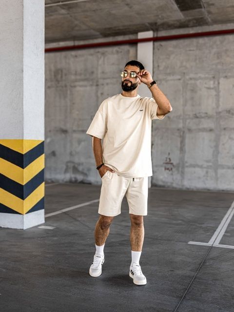 Мужской летний костюм Teamv OVERSIZE Lite Бежевый