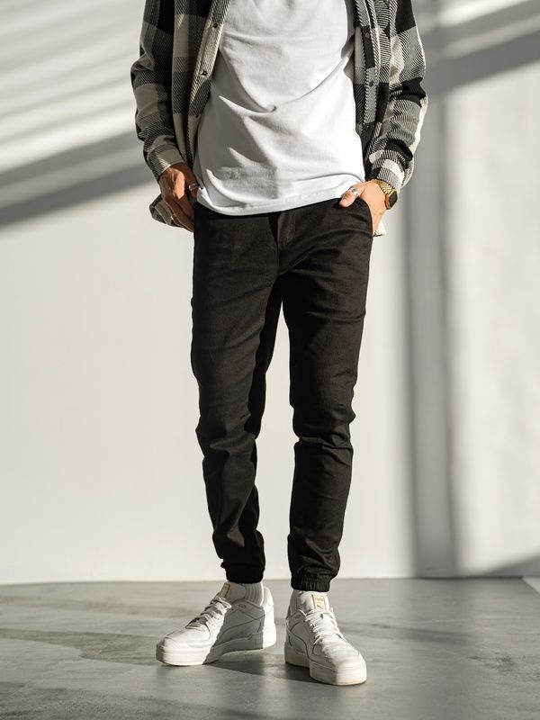 Мужские базовые котоновые штаны Jogger TWILL Teamv Черные