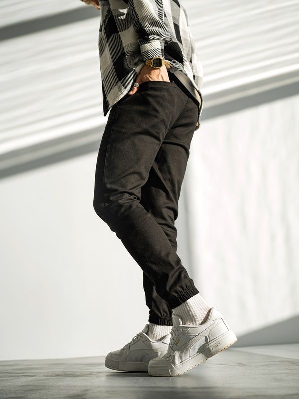 Мужские базовые котоновые штаны Jogger TWILL Teamv Черные