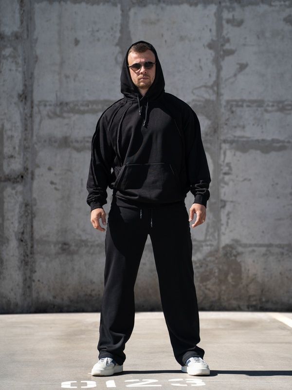 Штаны мужские прямые спортивные оверсайз Loose Fit черные