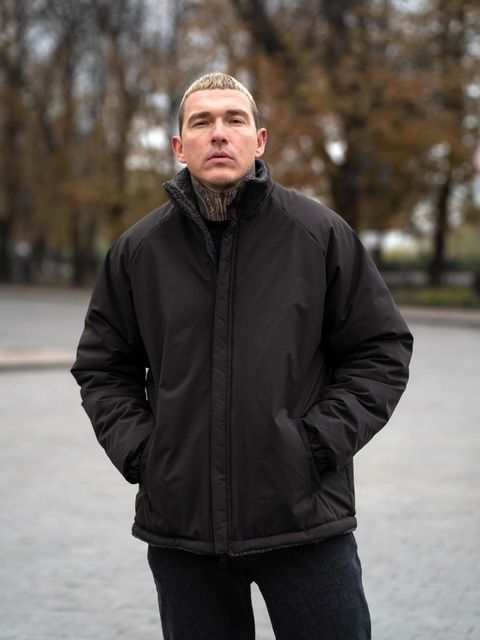Куртка мужская зимняя двусторонняя курточка TEAMV Street Puff Черная