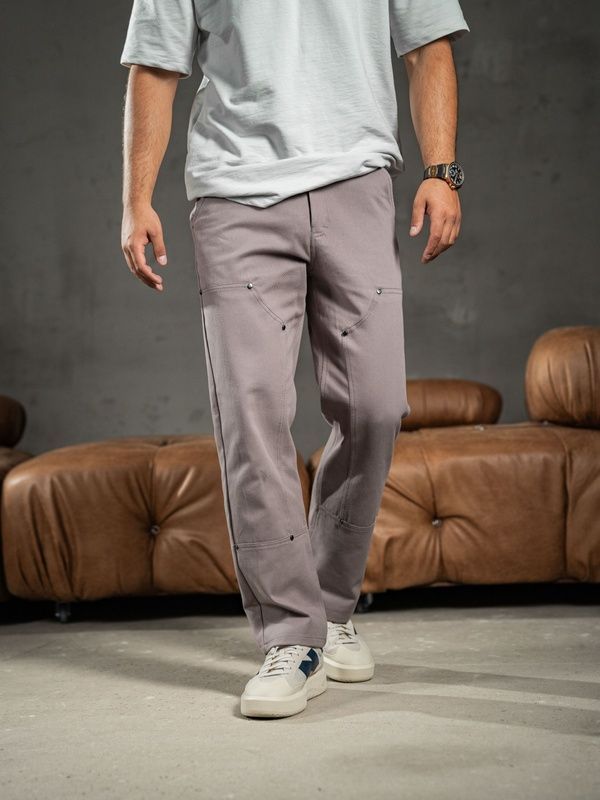 Мужские прямые штаны из коттона Teamv Jeans Casual Серые