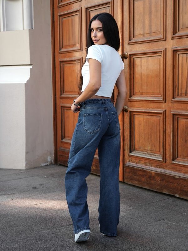 Женские джинсы прямые TMV Wide leg Синие