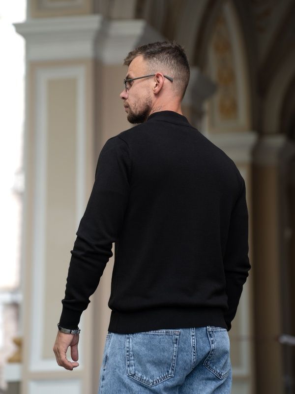 Мужской джемпер на молнии из хлопка Zip Jumper черный