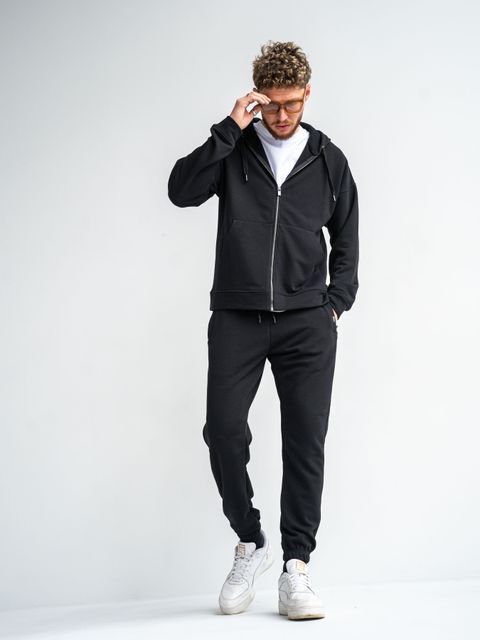 Чоловічий спортивний костюм на блискавці Over ZIP Чорний
