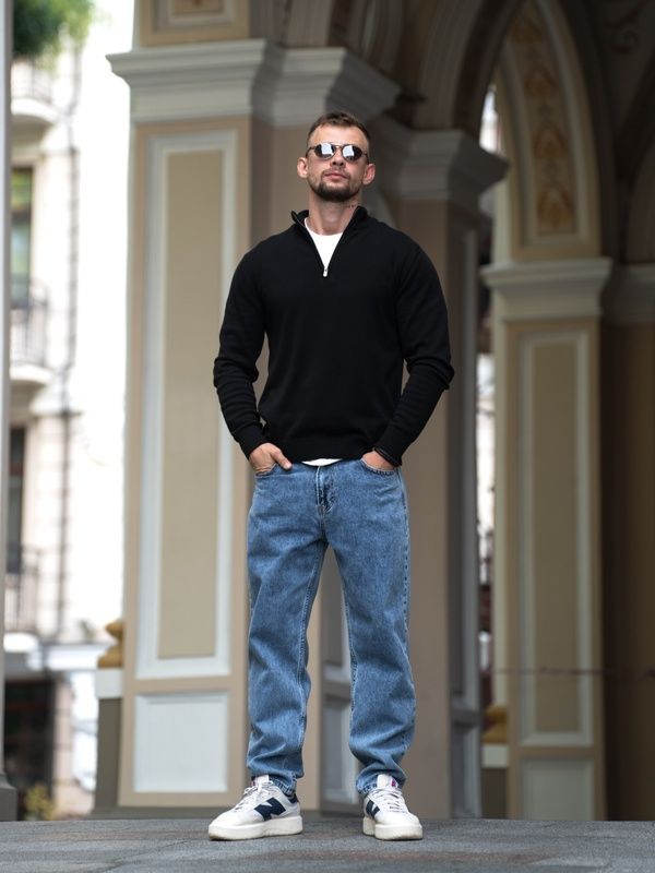 Мужской джемпер на молнии из хлопка Zip Jumper черный
