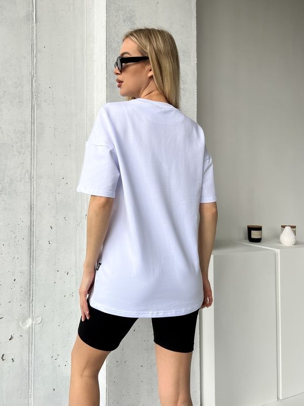 Жіноча футболка Оверсайз Cotton Teamv Біла