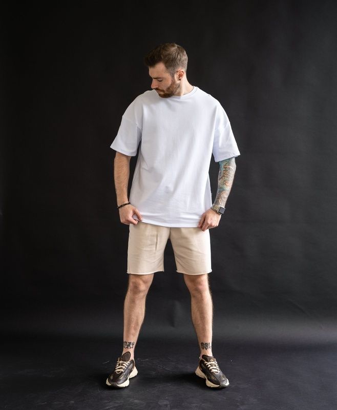 Чоловічі футболки з бавовни Oversize Teamv Чорна Біла