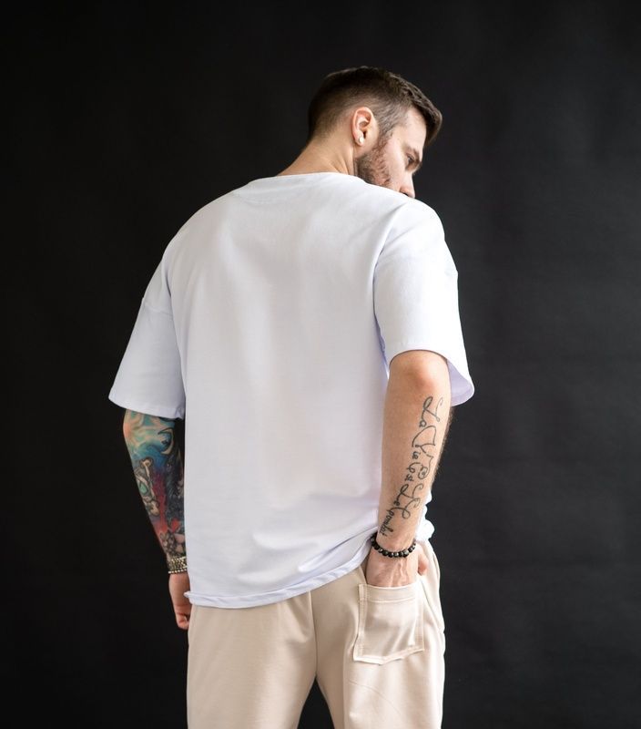 Чоловічі футболки з бавовни Oversize Teamv Чорна Біла
