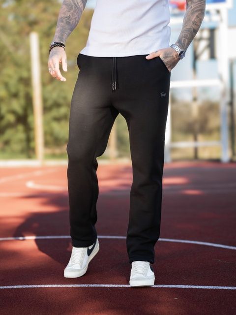 Спортивні штани чоловічі теплі прямі Teamv Straight 3 Чорні